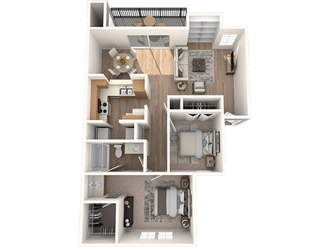 Floor plan for 2 beds, 1 bath, 856 sqft